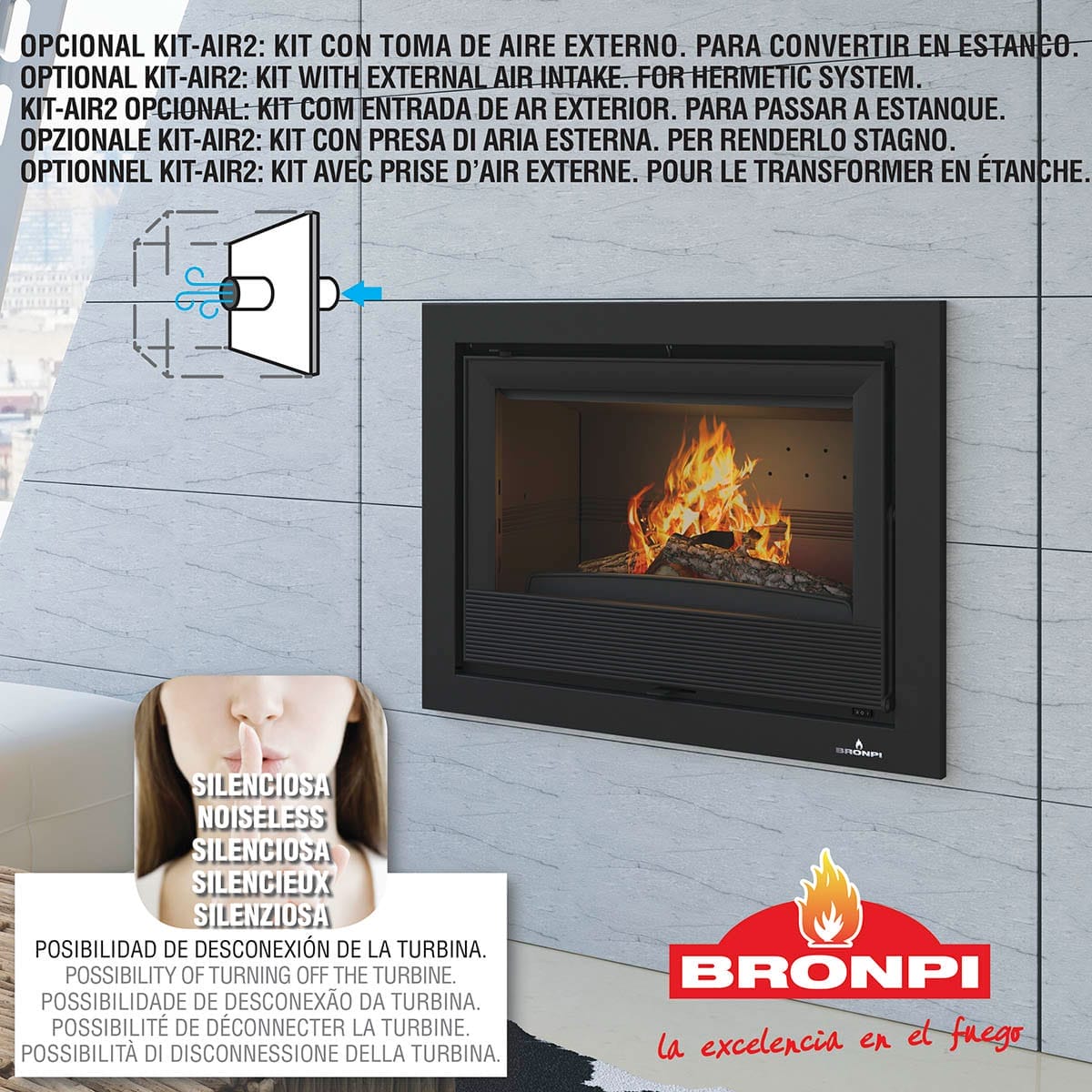 Estufa de Leña Insertable Paris 70 (Bronpi)